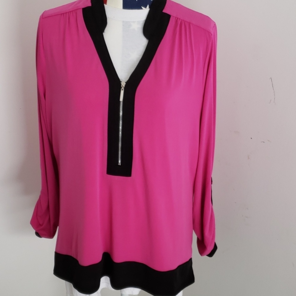 Pink black blouse